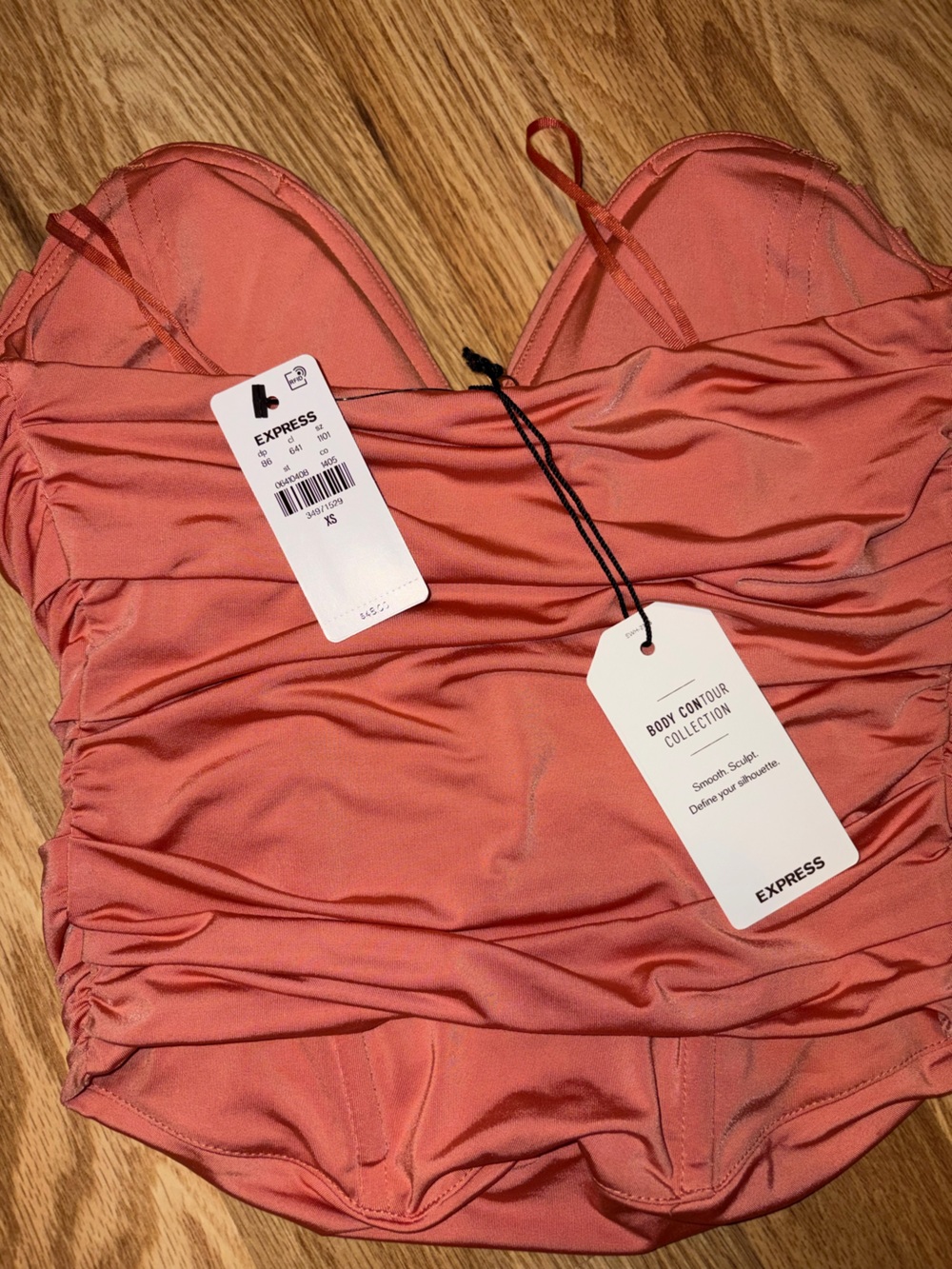 Express Coral Strapless Ruched Slip - Picture 2 of 2